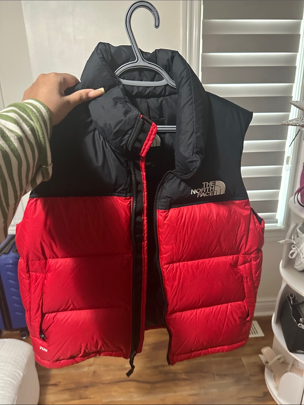 The North Face WomenTwo-Tone Puffer Vest in Red and Black